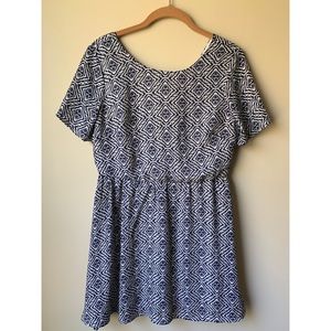 entro navy white patterned dress sz medium